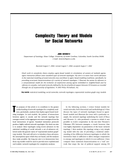 Complexity Theory and Models for Social Networks