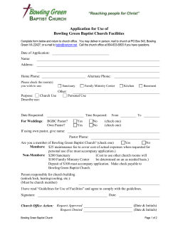 Application for Use of Bowling Green Baptist Church Facilities