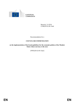 EN EN Recommendation for a COUNCIL RECOMMENDATION on