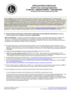 FINAL03172015_AHCA 3170-2004 Clinical Laboratory July 2014