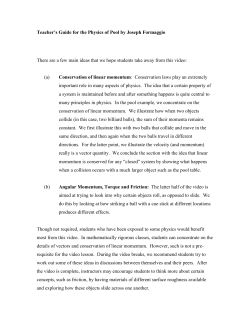 Teacher`s Guide for the Physics of Pool by Joseph Formaggio There