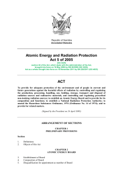 Atomic Energy and Radiation Protection Act 5 of 2005 ACT