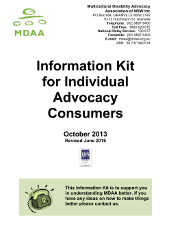 MDAA Information Kit for Individual Advocacy Consumers