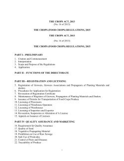 THE CROPS ACT, 2013 (No. 16 of 2013) THE CROPS (FOOD