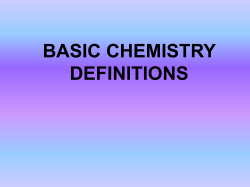 BASIC CHEMISTRY DEFINITIONS
