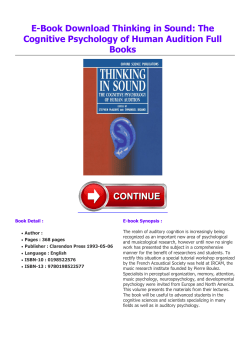 E-Book Thinking in Sound: The Cognitive