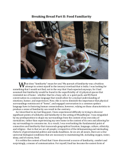 Breaking Bread Part II: Food Familiarity