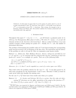 DIRECTIONS IN AG(2,p 1. Introduction Throughout this paper U