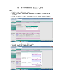 ICD - 10 CONVERSION October 1, 2015