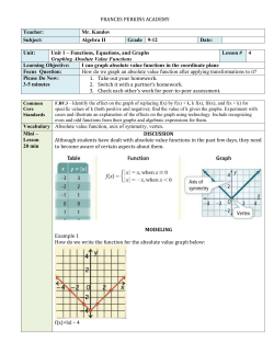9/22 Lesson - Absolute Value Functions