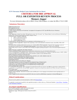 Criteria For IRB Approval - SUNY Downstate Office of Research