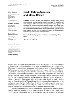 Credit Rating Agencies and Moral Hazard