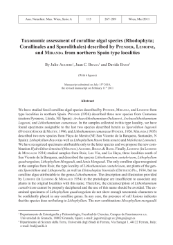 Taxonomic assessment of coralline algal species (Rhodophyta