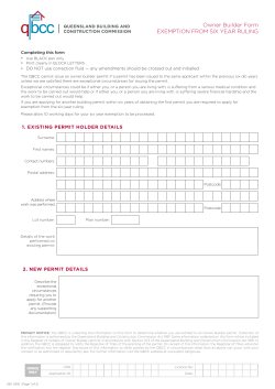 Owner Builder Form EXEMPTION FROM SIX YEAR RULING