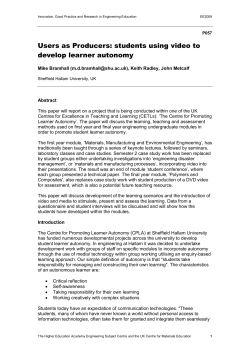 Users as Producers: students using video to develop learner