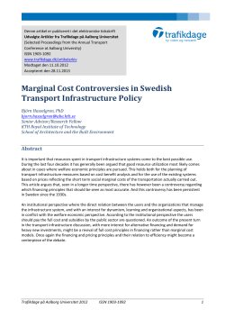 Marginal Cost Controversies in Swedish Transport