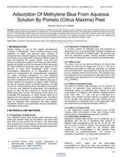 Adsorption Of Methylene Blue From Aqueous Solution By Pomelo