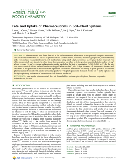 Fate and Uptake of Pharmaceuticals in Soil&ndash;Plant Systems