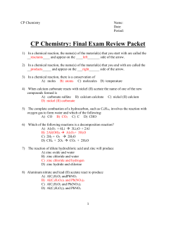 CP Chem Final Exam Review--