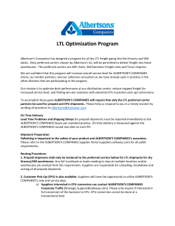 LTL Optimization Program - Suppliers