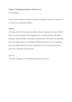 Chapter 34. Information structure in Modern Greek Stavros