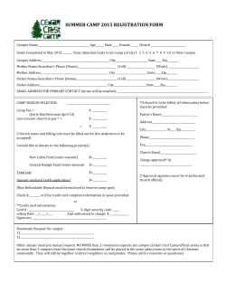 Cedar Crest 2015 Summer Camp Registration Form