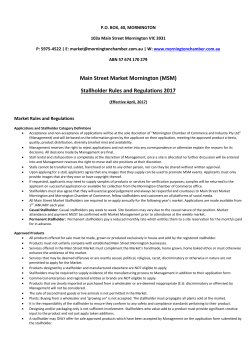 market regulations - Main Street Mornington