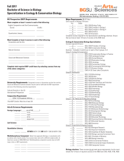 Fall 2017 Bachelor of Science in Biology Specialization in Ecology