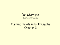 Be Mature, Chapter 2 - Deaf Liberty Baptist Church
