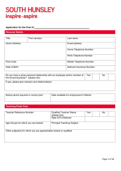 Application for the Post of