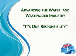 ADVANCING THE WATER AND WASTEWATER INDUSTRY &ldquo;IT`S