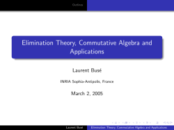Elimination Theory, Commutative Algebra and Applications