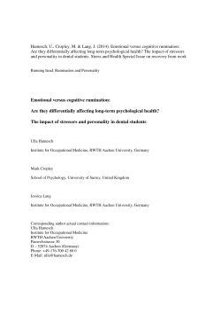 Emotional versus cognitive rumination