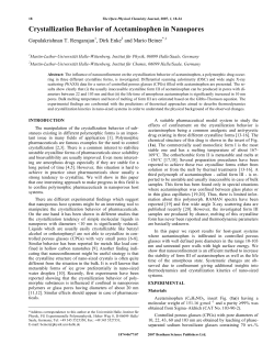 Crystallization Behavior of Acetaminophen in Nanopores