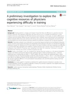 A preliminary investigation to explore the cognitive resources of