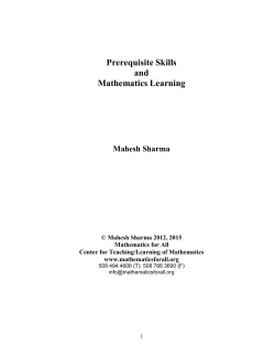 Mahesh Sharma Mathematics for All Center for Teaching/Learning