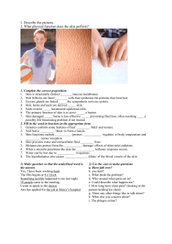1. Describe the pictures. 2. What physical function does the skin
