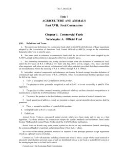 Title 7 AGRICULTURE AND ANIMALS Part XVII. Feed Commission