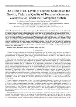 The Effect of EC Levels of Nutrient Solution on the Growth, Yield