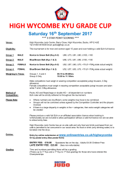 HIGH WYCOMBE KYU GRADE CUP Saturday 16 th September 2017