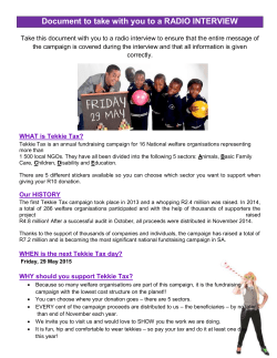 Document for radio interviews or to enable personnel to