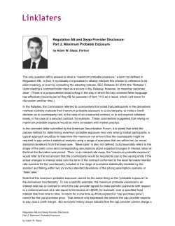 Regulation AB and Swap Provider Disclosure: Part 2, Maximum
