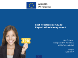 Best Practice in H2020 Exploitation Management