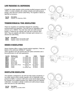 low pressure co2 dispensing turbine/surgical tool regulators