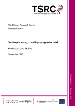 Self-help housing: could it play a greater role? Professor David Mullins