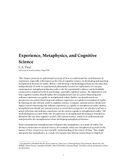 Experience, Metaphysics and Cognitive Science