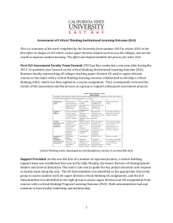 1 Assessment of Critical Thinking Institutional Learning Outcome (ILO)