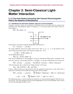Chapter 2: Semi-Classical Light- Matter Interaction
