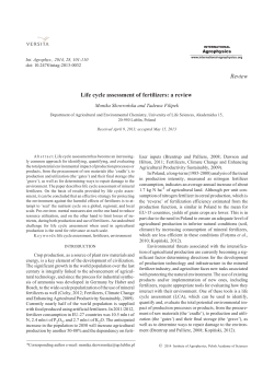 Life cycle assessment of fertilizers: a review Review