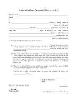 Trustee`s Certificate Pursuant to MGL c. 184, &sect; 35